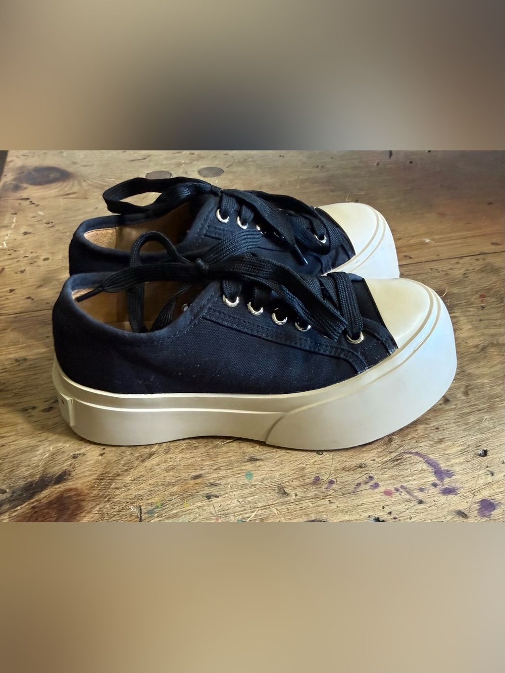 Marni Pablo Black Canvas Platform Sneakers